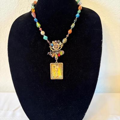 Colorful Beaded Necklace With Pendant