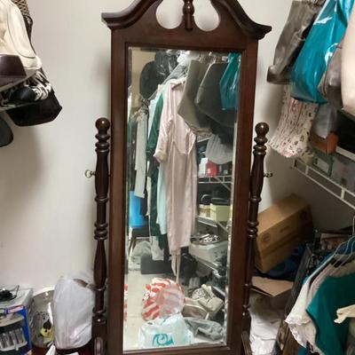 Vintage mahogany full length swivel floor mirror