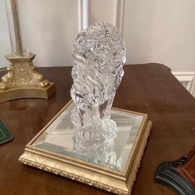 Vintage crystal figurine of a seated lion