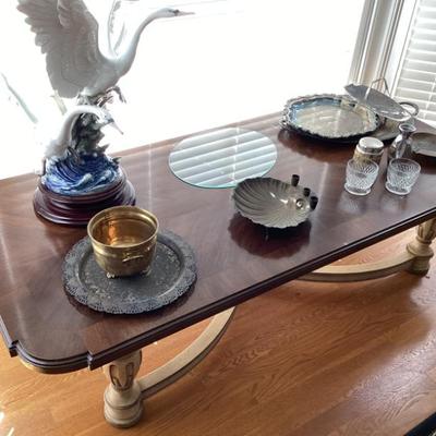 Wood table with glass top