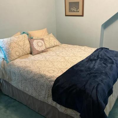 Queen Bed Set – Mattress, Box Spring, Frame & Bedding Ensemble