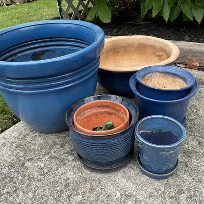 Collection Of Blue Plant Pots