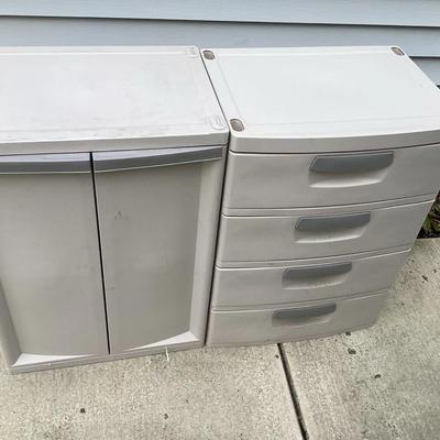Plastic Storage Cabinet and Drawer Organizer Set