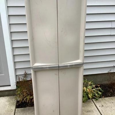 Tall Plastic Utility Storage Cabinet with Double Doors