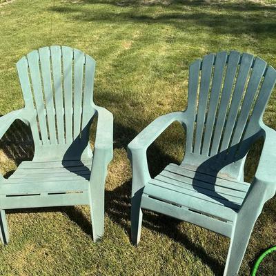2 Forest Green Adirondack Patio Chairs