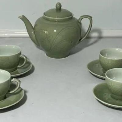 Green Teapot And Cups Set 