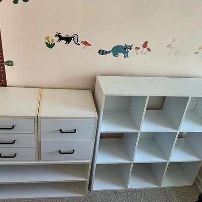 White Modular Drawer and Cube Storage Furniture Set