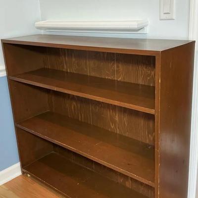 Wooden Three-Shelf Bookcase on Wheels