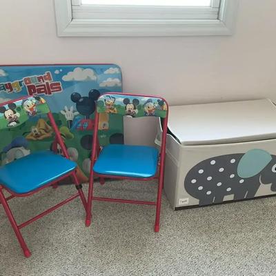 Mickey Mouse Kids’ Table & Chair Set with Elephant Toy Chest and Stuffed Animal Lot