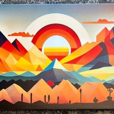 39.5' X 19.75' Colorful Mountain Sunset Canvas Print
39.5" X 19.75" Colorful Mountain Sunset Canvas Print