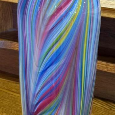 Cased Multi Color Art Glass 16" Vase