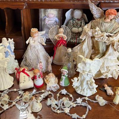 Assorted Holiday Angels - Candle Holders, Porcelain, Tree Toppers, Raffia, And More