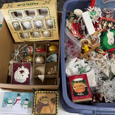 Vintage And Antique Holiday Lot - Ornaments, Holly, Hallmark Keepsake, Garland, Ceramic, Pewter, And More