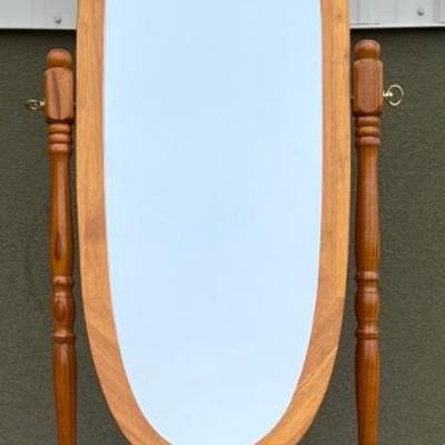 Vintage 5 Foot Wooden Cheval Mirror