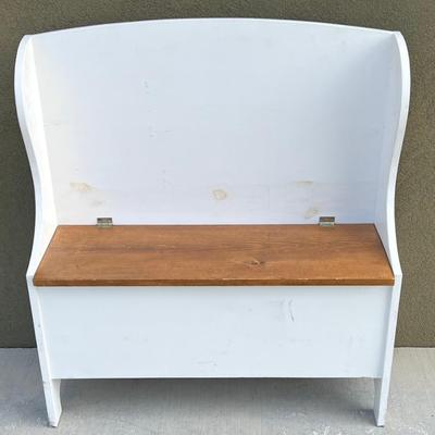 Small White Wooden Bench With Lift Seat