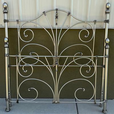 Silver Tone Solid Metal Head Full Size Head And Foot Board