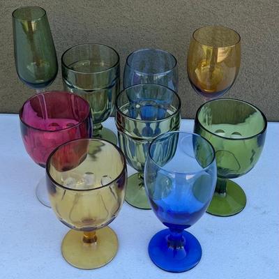 (9) Assorted Vintage Multicolor Glasses