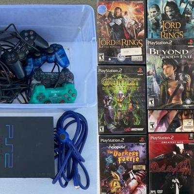 Sony Playstation 2 Model SCPH-39001 With (4) Controllers, MuliTap, And Cables