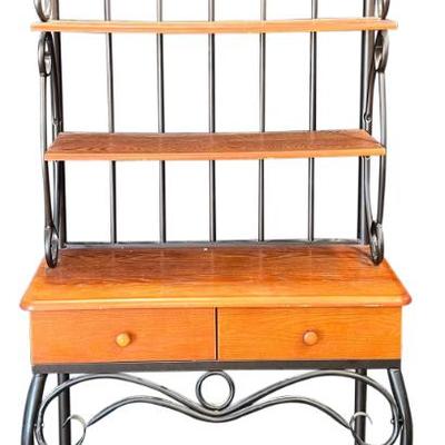 76" 2 Drawer Bakers Rack With Metal Frame (as Is)
