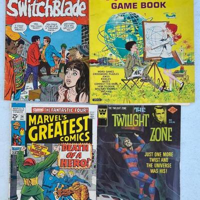(4) Vintage Comics - Marvel 1969, Whitman Twilight Zone, Worlds Fair Game Book