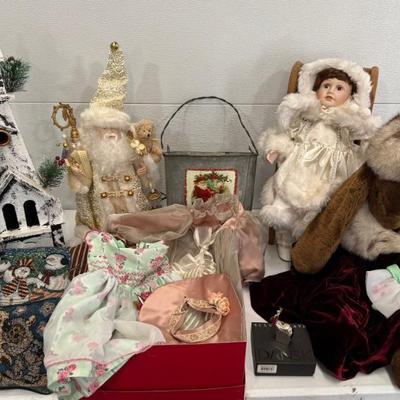 Holiday Decor - Bunny, Plug In Doll, Light Up Santa, Dansk Silver Plate Deer, And More