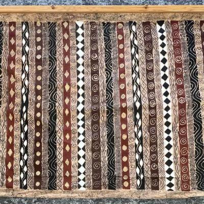 The Trading Company Zimbabwe 100 Percent Cotton Hand Painted 94" X 59" Tapestry With Oak Hanging Rod