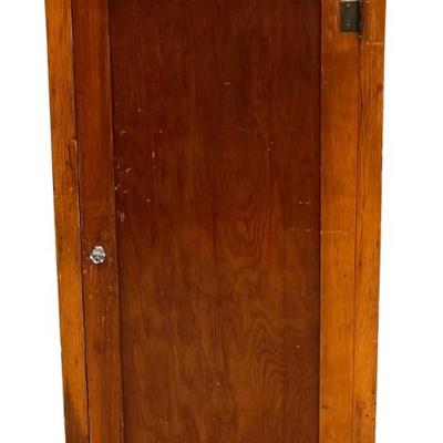Vintage 48" Wooden Cabinet With Shelves On Casters