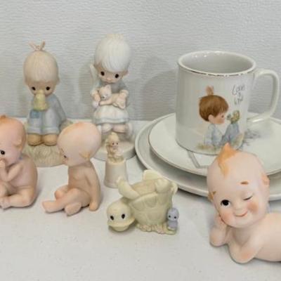 Assorted Lefton Kewpies And (8) Precious Moment Figurines