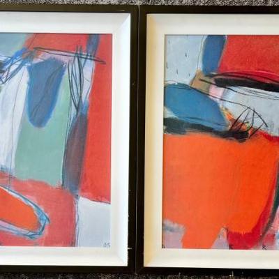 Pair Of Abstract Canvas Prints (as Is)