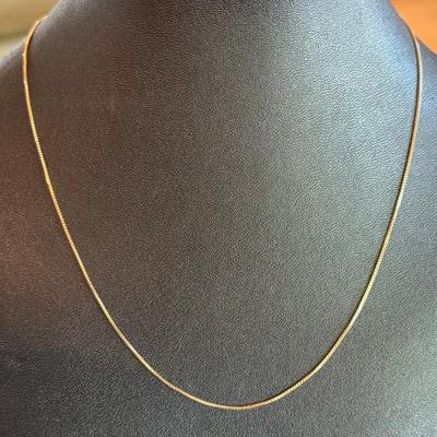 14k Yellow Gold 16 Inch Delicate Box Chain Necklace - 1.41 Grams