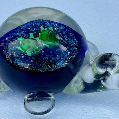 5.5" Controlled Art Glass Turtle Paper Weight