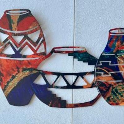 36" Metal Southwestern Multicolor Wall Hanging