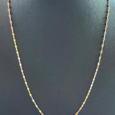 14k Gold Custom Link 18 Inch Necklace - Weight 3.26 Grams