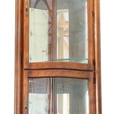 81.5" Illuminated Decorative 2 Door Corner Cabinet With Shelves And Mirrored Back