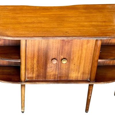 MCM Double Sided Writing Desk And Cabinet With Brass Feet (as Is)