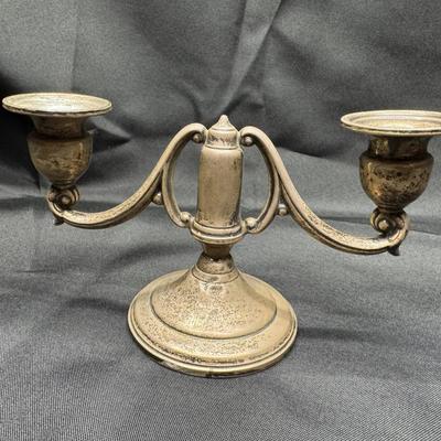Sterling Silver Double-Arm Candelabra | Reinforced Weighted Base | Marked 357 | 292g Total Weight 