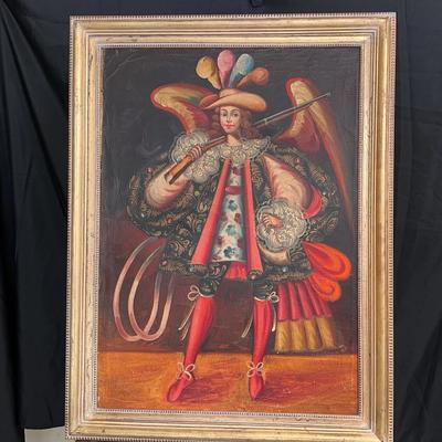 Colonial Cuzco School Style Oil Painting | Archangel with Musket | Receipt of Purchase