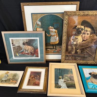 Antique & Vintage Pug Dog Art Collection | Framed Prints & One Canvas Painting