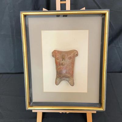 Framed Pre-Columbian Style Terracotta Figure | Mounted Ancient Art Replica or Artifact