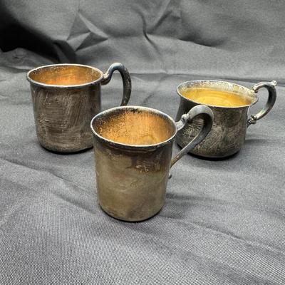 Sterling Silver Baby Cups | Plata 925 Peru & Silea Italy | Set of 3 Vintage Mugs | 185g Total Weight