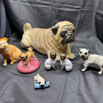 Pug Dog Figurine Collection | Staffordshire Ware, Eve Pearce, & Vintage Ceramic Pugs | 7 Pieces