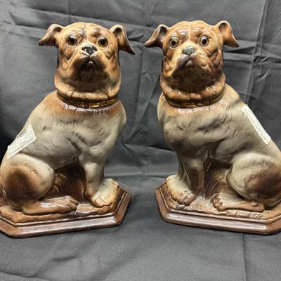 Vintage Ceramic Pug Dog Figurines | Pair of Hand-Painted Mantel Sculptures | $350 Value