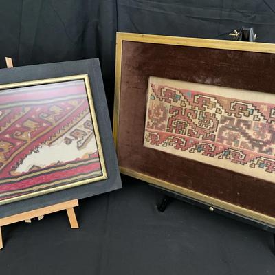 Framed Pre-Columbian Style Textiles | Pair of Andean-Inspired Woven Art Displays