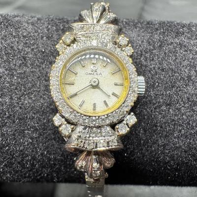 White Gold 14k Omega Woman’s Watch | Diamond Accented & Bow Motif | 22.68g Total Weight