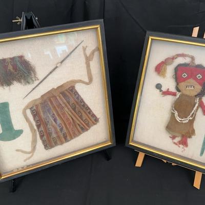 Framed Ethnographic Textile & Artifact Displays | Pair of Shadowbox Cultural Art Pieces