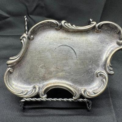 Sterling Silver Rococo Scroll Tray | Ornate Border Calling Card or Vanity Dish | 85g Total Weight 