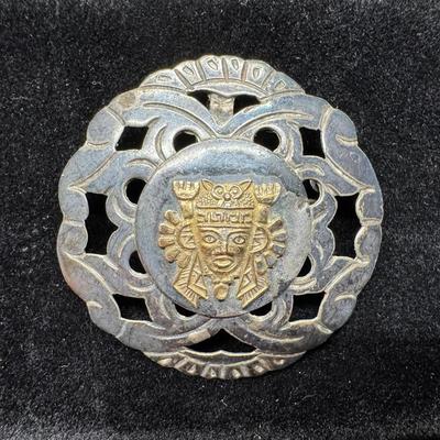 Yellow Gold 18k Inti Underlay 925 Silver Peruvian Pendant | 10g Total Weight