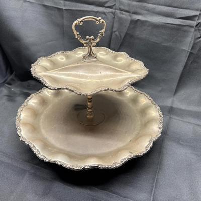Mexican Sterling Silver Two-Tier Tray | M.A.P. Plata 925 Hecho en Mexico | 1kg 962g Total Weight