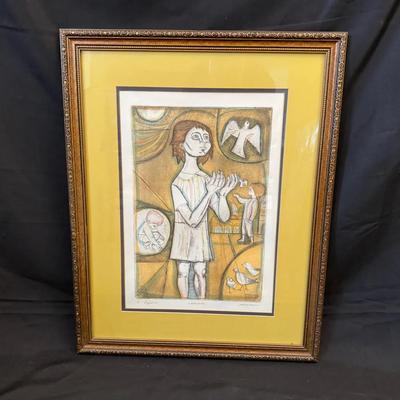 Amen “Pigeons” Signed & Titled Artist’s Proof Lithograph | Framed Modern Figurative Print