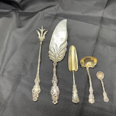 Sterling Silver Serving Utensils w/ Ornate Handles | Fork, Fish Server & More | 281g Total Weight